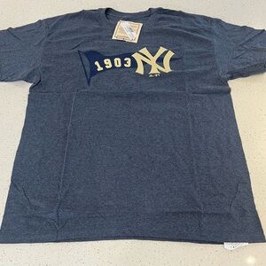 Majestic Blue Men New York Yankees Tee MLB Short Sleeve Size Large